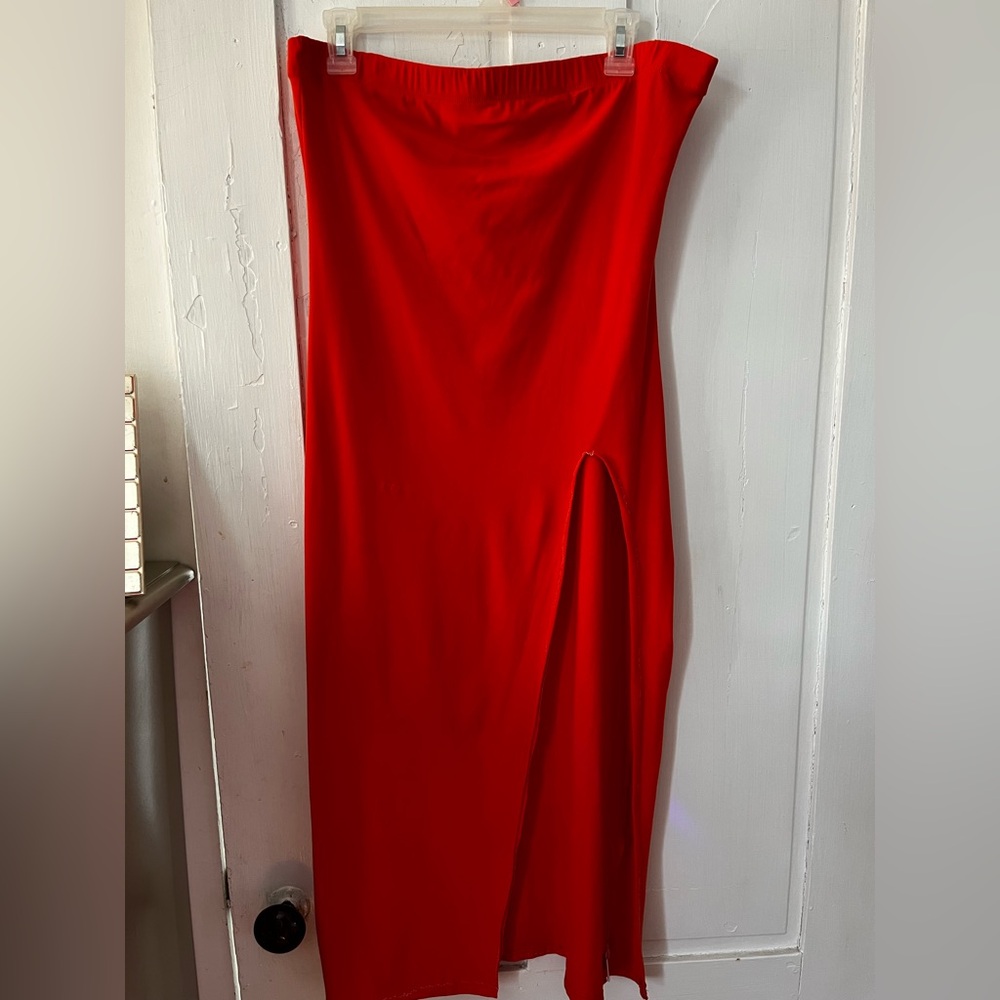 Orange Asymmetrical Maxi Skirt